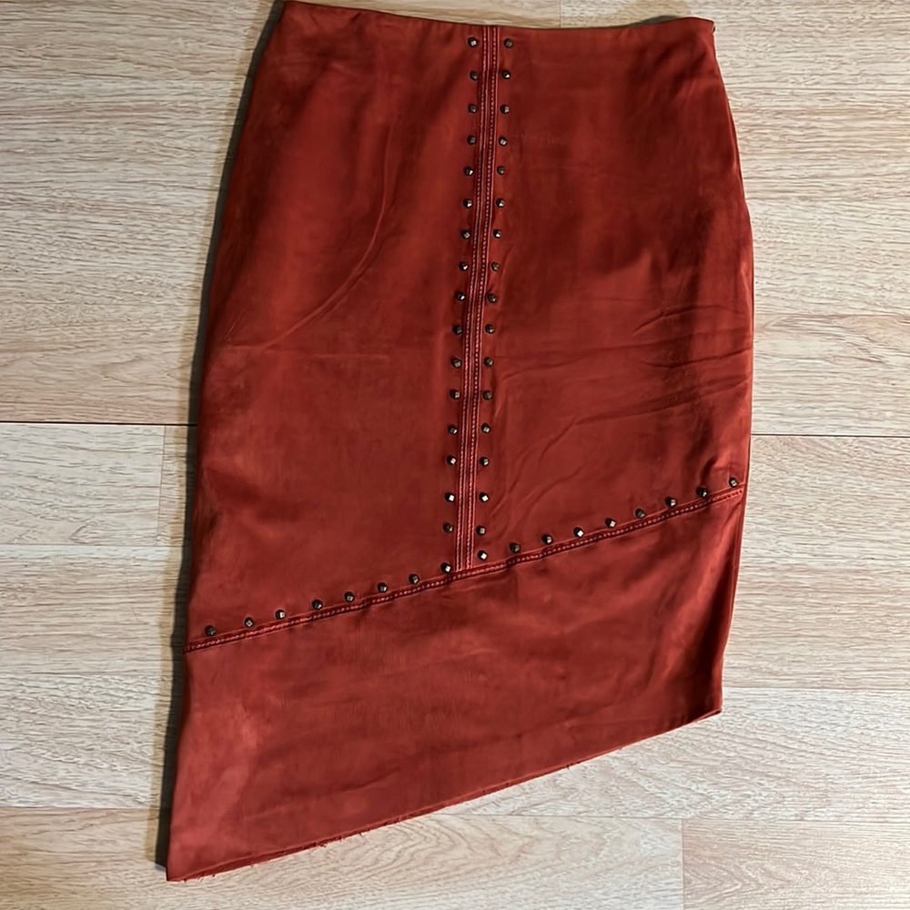 Bisou Bisou Michele BohBot Faux Suede Studded Asymmetrical Skirt